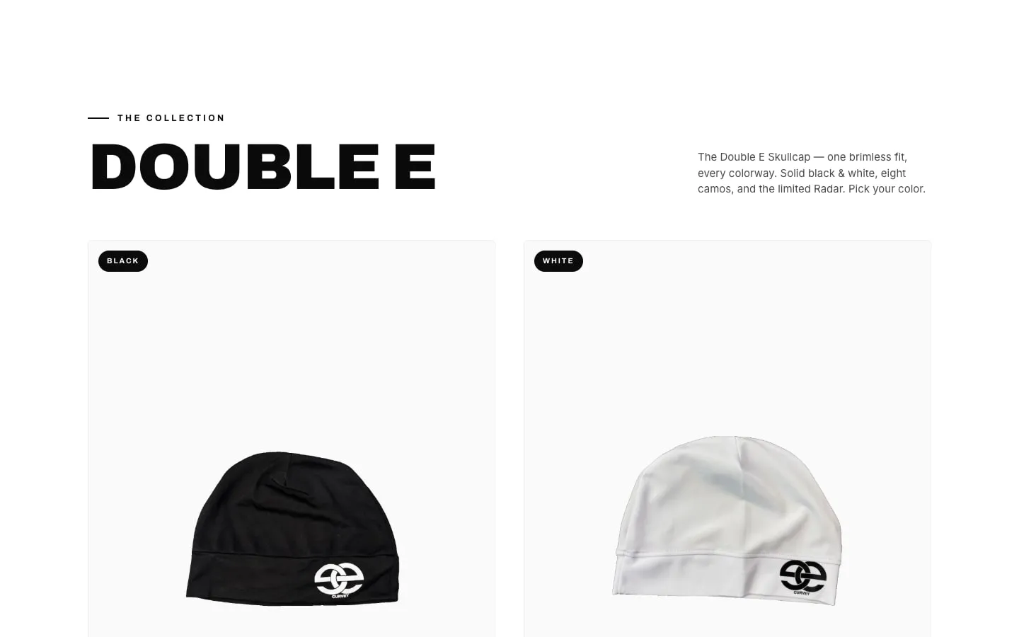The Double E skullcap collection grid on shopcurveye.com