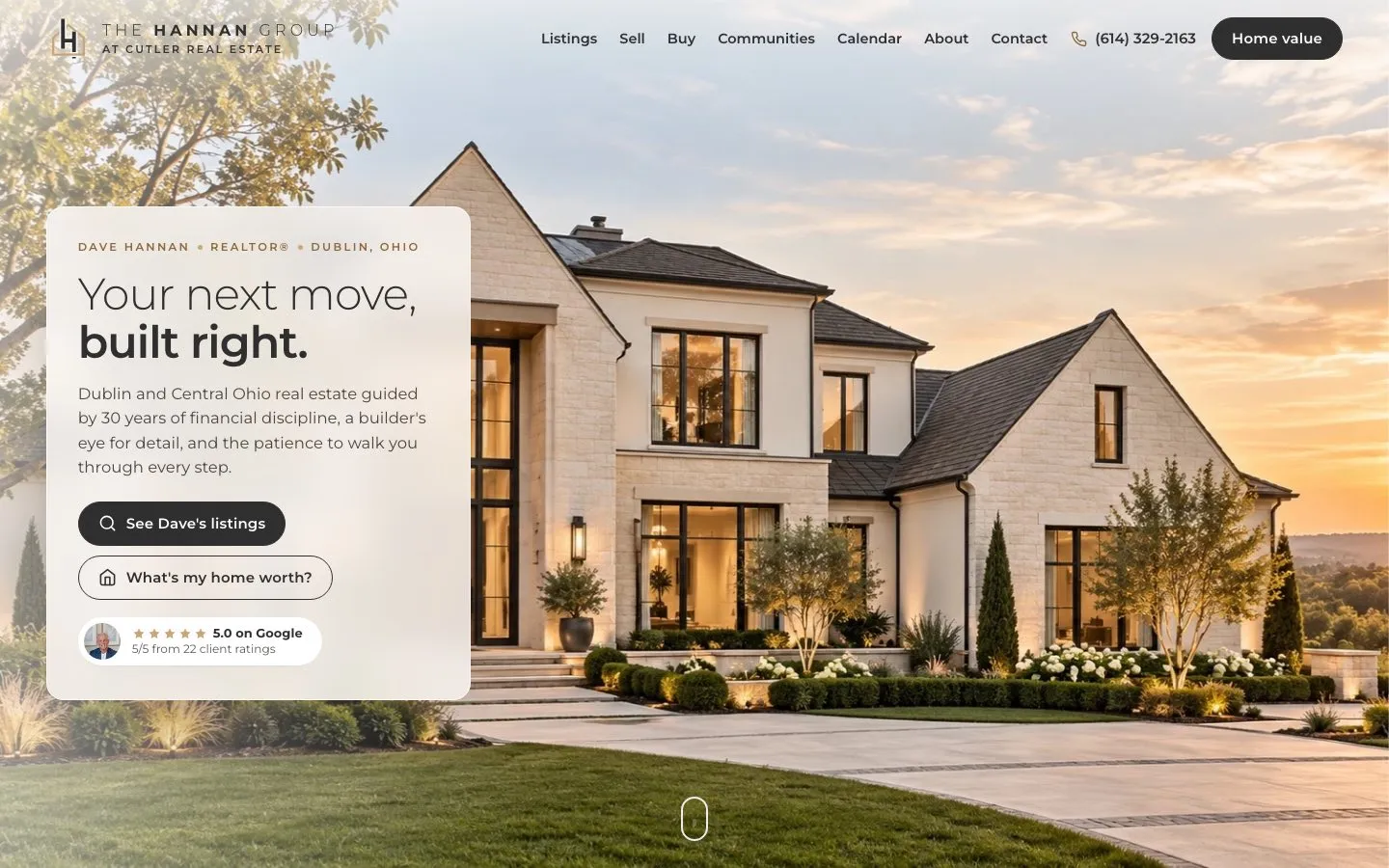Homepage of thehannanrealtygroup.com, designed and built by WIT Solutions for Dave Hannan, REALTOR®