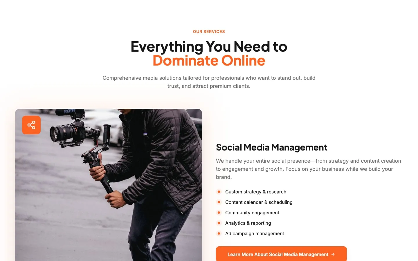 Services section of vantagepointmediagroup.com